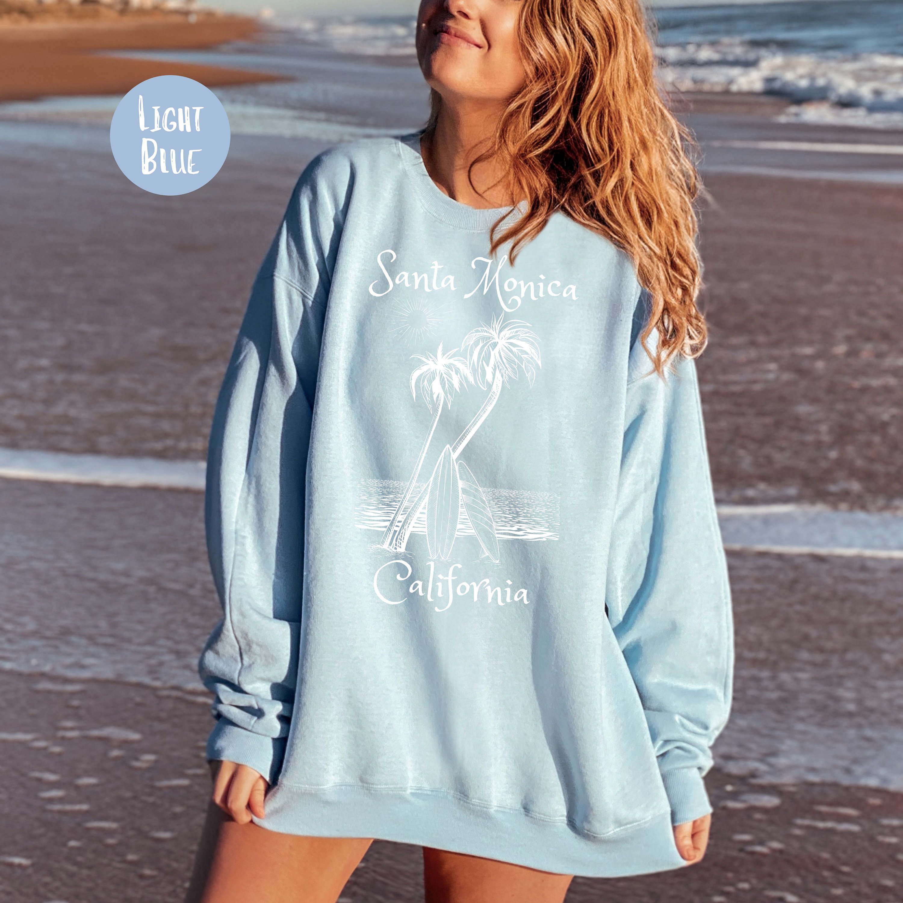 Santa Monica California Beach Sweatshirt, Santa Monica Vacation
