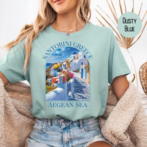 Santorini Greece Bella Canvas T-Shirt, Greece Vacation Gift Shirt, Aegean Sea Vacation Shirt, Greek Islands Travel Gift, Santorini tee Shirt