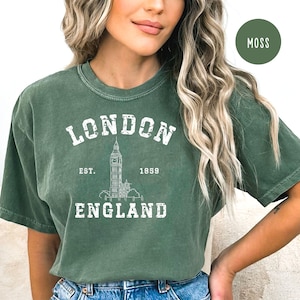 Camiseta Londres Inglaterra Big Ben Grunge Style Comfort Colors®, camiseta para presente de férias em Londres, camisa de viagem Londres Inglaterra, presente para camisa grunge Londres