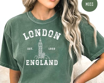 London England Big Ben Grunge Style Comfort Colors® T-Shirt, London Vacation Gift Tee, London England Travel Shirt, London Grunge Shirt Gift