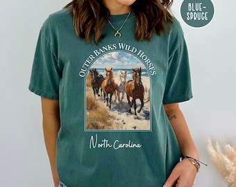 Camiseta Wild Horses de Outer Banks, Carolina del Norte, Comfort Colors®, regalo para amantes de los caballos, camiseta playera Wild Horses de Carolina del Norte, regalo de Outer Banks
