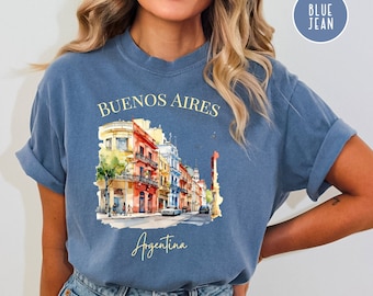 Buenos Aires Argentina Comfort Colors® T-Shirt, Buenos Aires Vacation Tee Shirt, Argentina Travel Shirt, Buenos Aires Colorful Buildings Tee