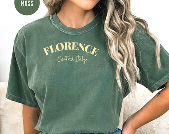 Florence Italië minimalistisch elegant Comfort Colors® T-shirt, vakantiecadeau Florence Italië, reisshirt Italië, T-shirt Florence Italië