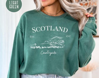 Scotland Comfort Colors® Sweatshirt, Scotland Countryside Sweatshirt, Scotland Grunge Shirt, Scotland Travel Shirt, Scottish Highlands Shirt