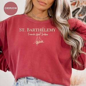 St Barts Minimalist Style Comfort Colors® Sweatshirt, St. Barthélemy French West Indies Vacation, Caribbean Sea Beach Pullover, St Barths
