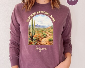 Saguaro National Park Comfort Colors® TShirt, Saguaro Park Arizona Vacation Gift, Desert Tee Shirt, Cactus Shirt, Hiking Shirt, Arizona Gift