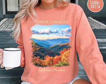 Sudadera Comfort Colors® de las montañas de Carolina del Norte, camiseta de los Apalaches, camiseta de vacaciones en Carolina del Norte, regalo para amantes de la montaña