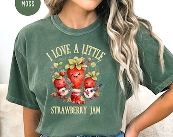 Strawberry Jam Comfort Colors® T-Shirt Strawberry Lover Gift, Little Strawberries In Music Jam, Strawberries Jamming, Strawberry Tee Shirt