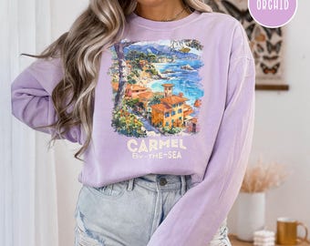 Carmel By Sea Unsex Comfort Colors Sweatshirt, Monterey Carmel semestergåva-tröja