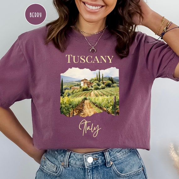 T shirt Toscane Italie Comfort Colors T shirt vignobles de la Toscane campagne toscane cadeau vacances Toscane Italie chemise cadeau voyage Italie Etsy France