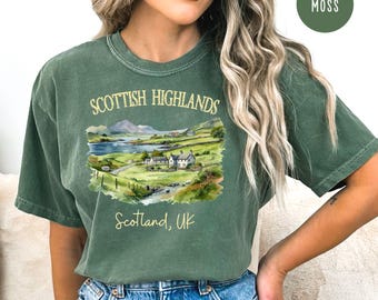 Scottish Highlands Comfort Colors® T-Shirt, Scotland Tee Shirt, Scotland Travel Gift Shirt, Scottish Highlands Vacation Gift, Scotland Shirt