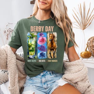 Derby Day Comfort Colors® T-Shirt, Kentucky Derby Shirt, Mint Julips Big Hats Fast Horses Shirt, Kentucky Derby Brush Stroke, Derby Gift Tee