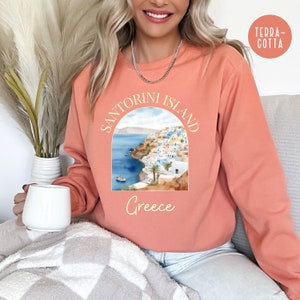 Santorini Island Greece Comfort Colors® Sweatshirt, Greece Vacation Sweater Gift, Greek Islands Travel Shirt, Santorini Shirt, Greece Gift
