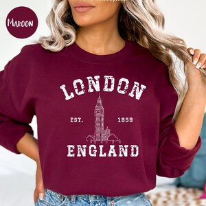London England Grunge Style Sweatshirt, London England Big Ben Sweatshirt, London Vacation Gift Sweater, London Grunge Shirt, London Shirt