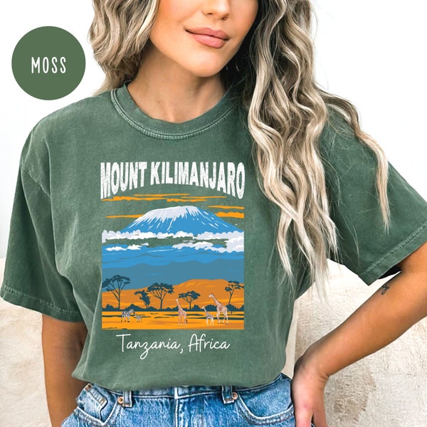 Mount Kilimanjaro Africa Retro Style Comfort Colors® T-Shirt Mountain Climber Gift, Mt Kilimanjaro Hiking, Kilimanjaro Shirt, Tanzania Shirt