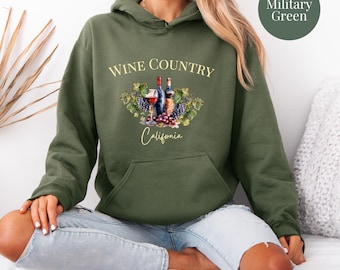 Sudadera con capucha de la región vinícola de California, sudadera con capucha de regalo de viñedos de California, sudadera con capucha de bodega de California, regalo para amantes del vino, regalo de bodega