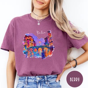 Vintage Italy Watercolor Painting Comfort Colors T-Shirt, Italy Gift Tee Shirt for Italy Lover, Italy Vacation Gift, Italia Shirt, Italy Tee