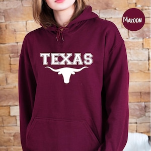 Texas Longhorn Cattle Pullover Hooded Sweatshirt, Texas Vacation Hoodie, Texas Longhorn Travel Hoodie Texas Cattle Hoodie, Texas Hoodie Gift