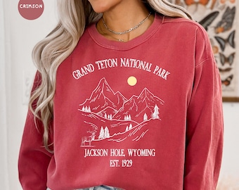 Sudadera Grand Teton Comfort Colors®, camisa de senderismo del Parque Nacional Grand Teton, suéter Grand Teton para regalo, sudadera Grand Teton Wyoming para regalo