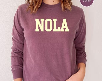 NOLA New Orleans Louisiana Comfort Colors® Long Sleeve T-Shirt, New Orleans Travel Gift, New Orleans NOLA Shirt, New Orleans Vacation Gift
