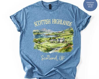 Scottish Highlands Gildan Brand Soft-Style Tee, Scotland Tee Shirt, Scotland Travel Gift, Scottish Highlands Vacation Gift, Scotland Shirt