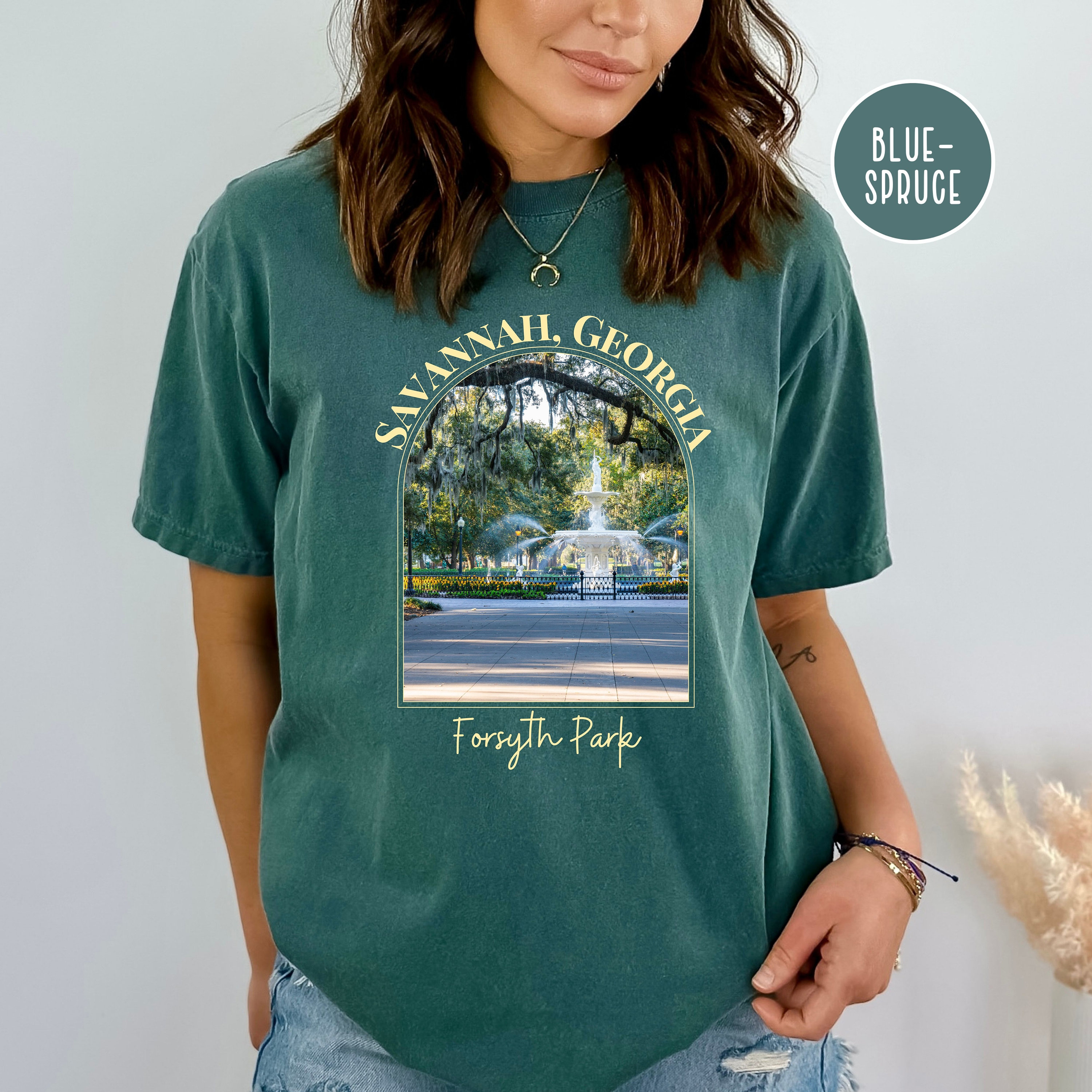 Savannah Georgia Comfort Colors® Tee Shirt, Forsyth Park Water