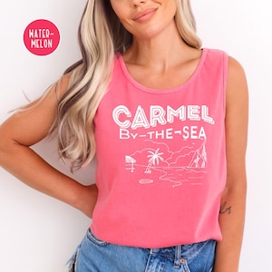 Carmel By The Sea Comfort Colors Tank Top, Carmel California Beach Tee Shirt, Carmel Vacation Gift Tank, Carmel California Travel Gift Shirt