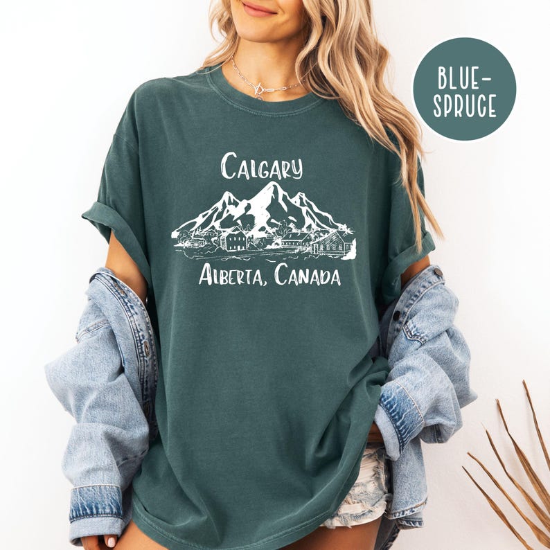 Calgary Alberta Canada Comfort Colors® T-Shirt, Calgary Urlaub Geschenk Tee, Kanada Reise Shirt, Calgary Ski Reise Geschenk, Calgary TShirt Geschenk Blue Spruce