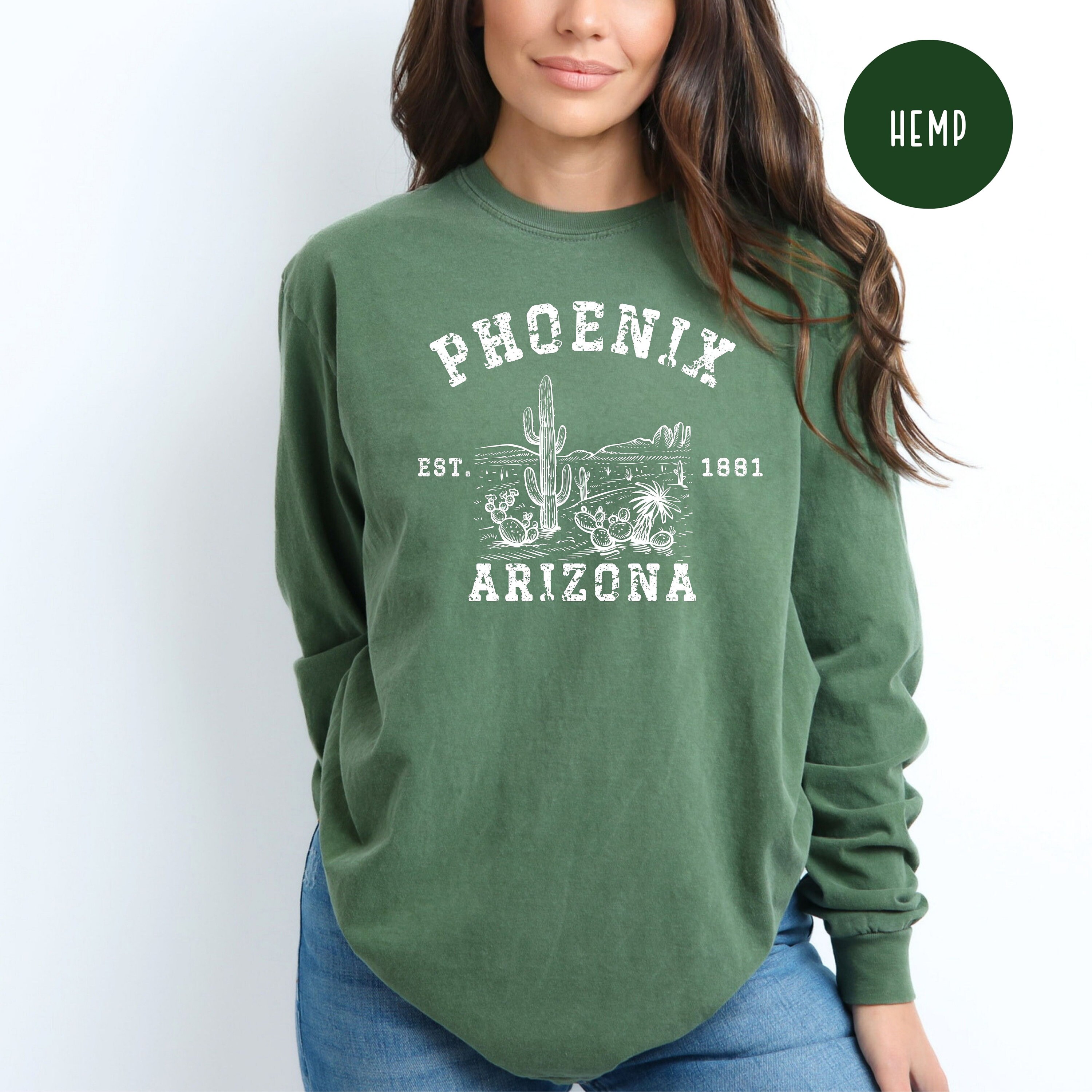 トップス PHOENIX SMOKE EMERALD Long Sleeve Shirt Phoenix Arizona Grunge Style Comfort Colors® Long Sleeve T-shirt