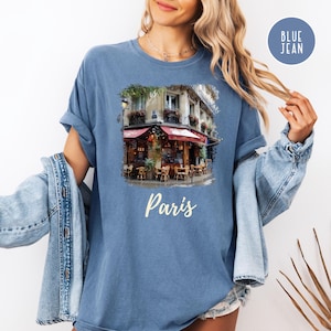 Paris Cafe France Comfort Colors Tee Shirt, Paris Vacation Gift Shirt, France Travel Gift, French Tee Shirt, Châteaucore Shirt French Charm
