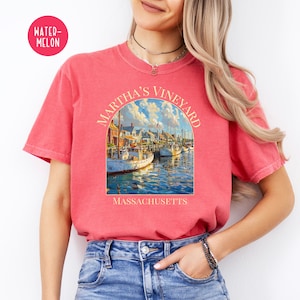 Martha&#39;s Vineyard Sunset Comfort Colors® Tee, Martha&#39;s Vineyard Vacation Gift Tee, Martha&#39;s Vineyard Boating Shirt, Martha&#39;s Vineyard Gift