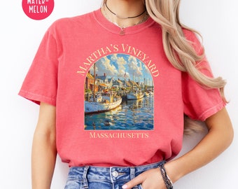 Martha's Vineyard Sunset Comfort Colors® Tee, Martha's Vineyard Vacation Gift Tee, Martha's Vineyard Boating Shirt, Martha's Vineyard Gift