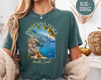 Koszulka Positano Italy Comfort Colors®, Koszulka na prezent z Wybrzeża Amalfi, Koszulka na prezent z wakacji we Włoszech, Koszulka z Włoch, Koszulka na prezent z Positano, Koszulka na prezent z Włoch