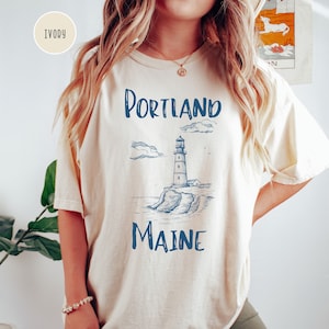Portland Maine Lighthouse Comfort Colors® T-Shirt Gift, Portland Maine Vacation Gift, Portland Maine Summer Tee, Maine Travel Gift Tee Shirt