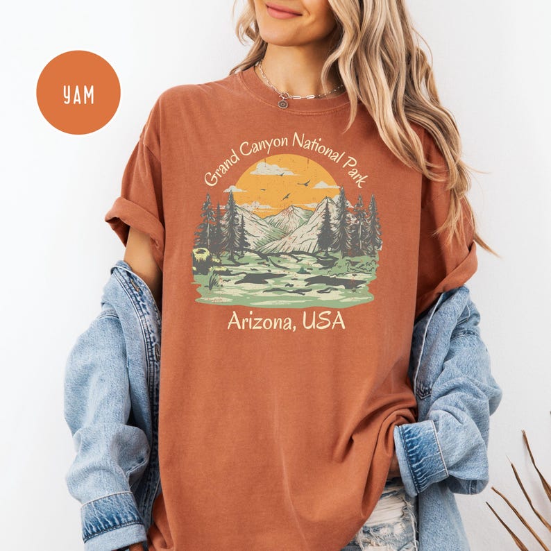 Grand Canyon National Park Retro Comfort Colors® Hiking T-Shirt Gift, Grand Canyon Gift Tee, Grand Canyon Shirt, Grand Canyon Camping Shirt Yam
