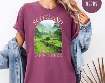 Scotland Green Countryside Comfort Colors T-Shirt, Scotland Vacation Gift Shirt, Scotland Travel Gift