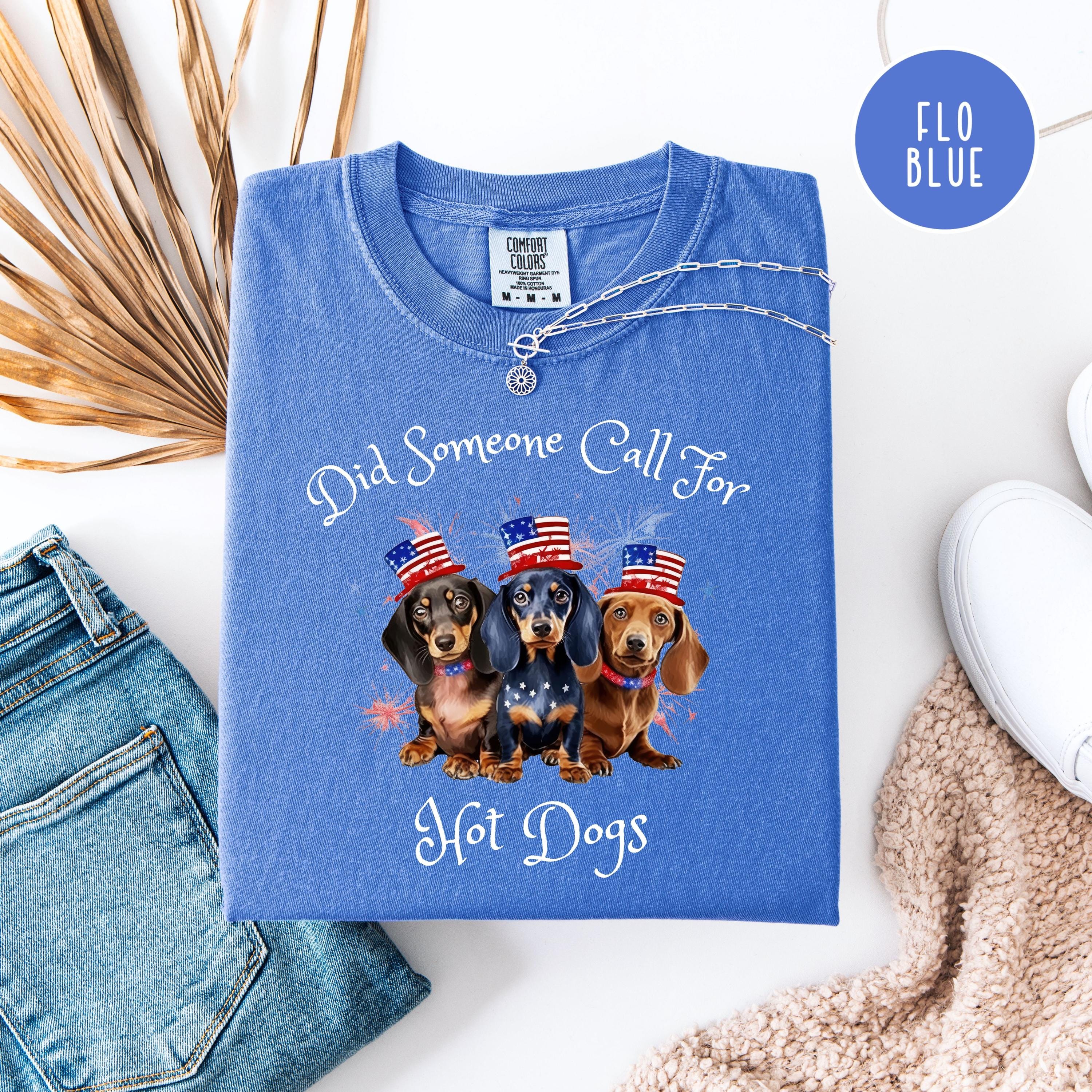 Funny 4th of July Unisex Comfort Colors Gift for Doxie Lover