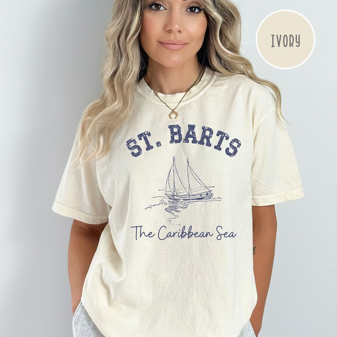 St Barts Caribbean Sea Sailboat Tee Shirt, St Barths Comfort Colors® T