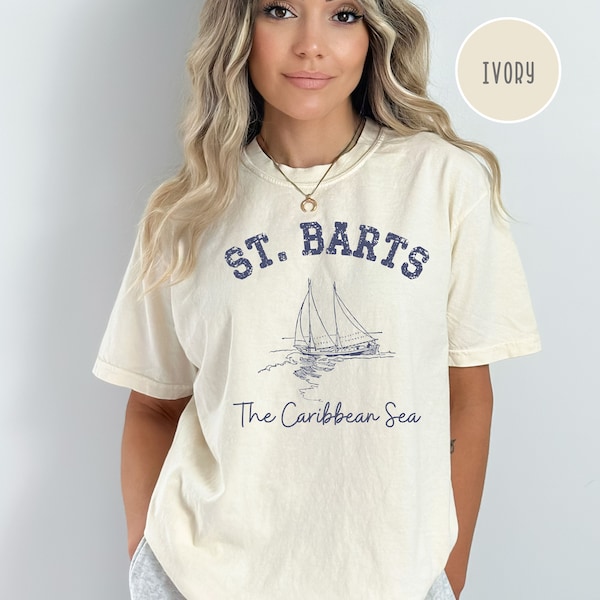 St Barts Caribbean Sea Sailboat Tee Shirt, St Barths Comfort Colors® T-Shirt, French West Indies Vacation Tee, St Barthélemy Vacation Gift