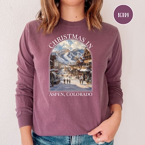 Aspen Colorado Comfort Colors® Long Sleeve Tee, Aspen Ski Vacation Gift, Aspen Colorado Tee, Aspen Colorado Gift Shirt, Aspen Christmas Gift