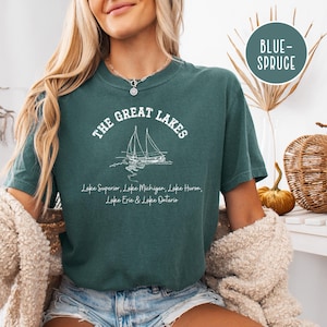 Great Lakes Grunge Style Comfort Colors® T-Shirt, Great Lakes Upper Peninsula of Michigan, Ontario, Lake Vacation Camping, Lake Hiking Shirt