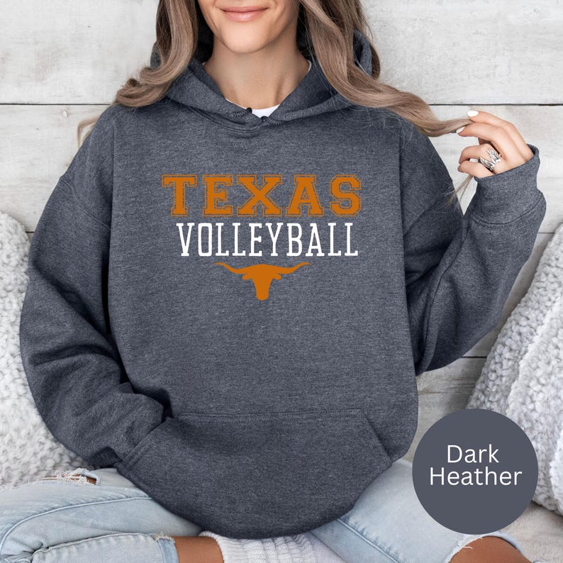 Texas Volleyball Longhorn Cattle Pullover Hooded Sweatshirt, Texas