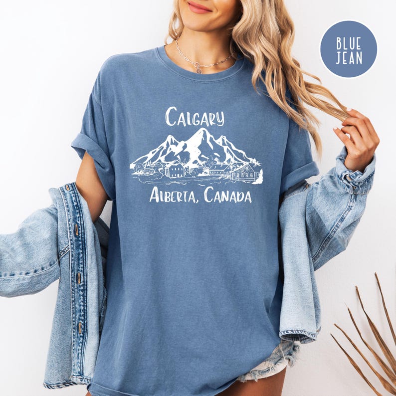 Calgary Alberta Canada Comfort Colors® T-Shirt, Calgary Urlaub Geschenk Tee, Kanada Reise Shirt, Calgary Ski Reise Geschenk, Calgary TShirt Geschenk Blue Jean