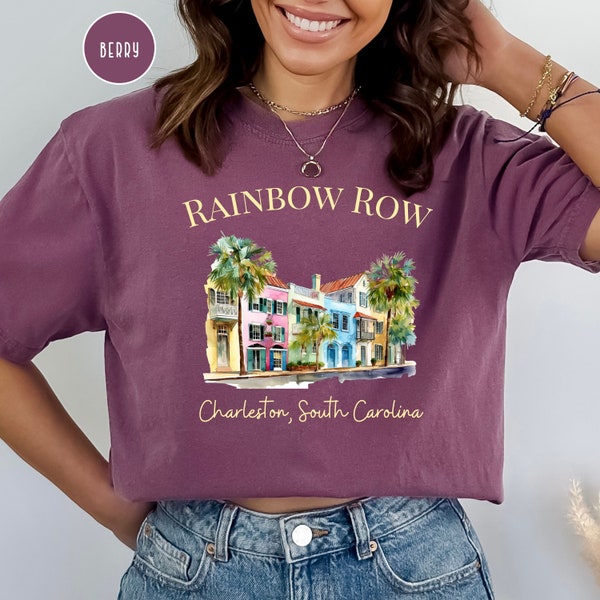 Rainbow Row Charleston South Carolina Comfort Colors® T-shirt, Charleston Vacation Gift, South Carolina Shirt Charleston Georgian Row Houses