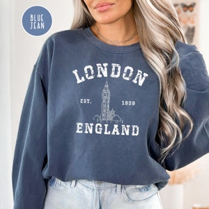 London England Grunge Style Comfort Colors® Sweatshirt, London England Big Ben, London Vacation Gift Sweater, London Grunge, London Shirt