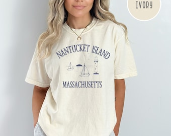 Nantucket Island Lighthouse Comfort Colors® Gift T-Shirt, Nantucket Island Gift, Nantucket Island Vacation TShirt, Nantucket Island Vintage