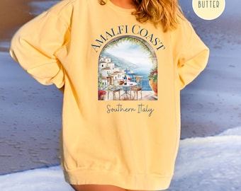 Amalfiküste Süditalien Aquarell Comfort Colors® Geschenk Pullover, Amalfiküste Geschenk, Amalfiküste Sweatshirt, Italien Urlaub Geschenk Shirt