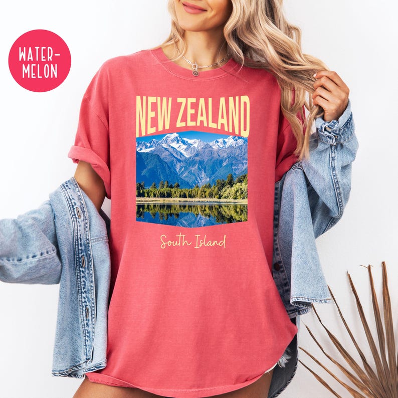 New Zealand South Island Comfort Colors T-Shirt, New Zealand Vacation Gift Shirt, New Zealand Travel Shirt, New Zealand South Island Shirt Watermelon