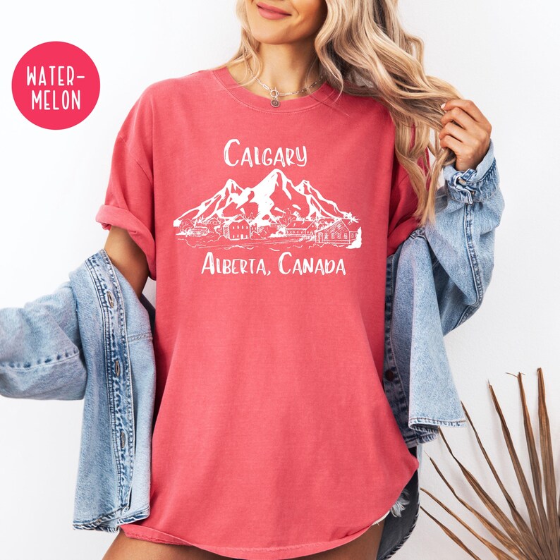 Calgary Alberta Canada Comfort Colors® T-Shirt, Calgary Urlaub Geschenk Tee, Kanada Reise Shirt, Calgary Ski Reise Geschenk, Calgary TShirt Geschenk Watermelon