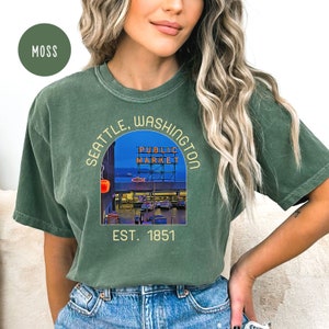 Seattle Washington Comfort Colors® T-Shirt, Seattle Vacation Tee Shirt, Seattle Washington State Tee, Seattle Public Market, Seattle Shirt
